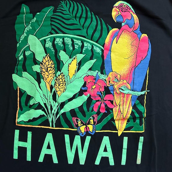 Vintage Hawaii T Shirt Poly Tees Single Stitch Tee 3XL USA Hawaiian 90s - Picture 1 of 6